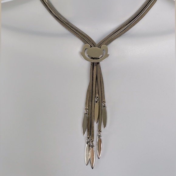 Monet Silver Native American Style Bolo Choker Necklace with Tassels - Picture 2 of 4